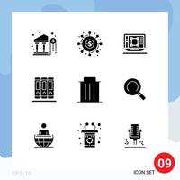 Modern Set of 9 Solid Glyphs Pictograph of delete education funds books enhance Editable Vector Design Elements