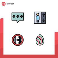 4 User Interface Filledline Flat Color Pack of modern Signs and Symbols of bubble spa elevator element eastre Editable Vector Design Elements