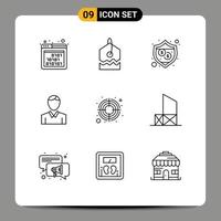 9 Creative Icons Modern Signs and Symbols of target arrow security focus man Editable Vector Design Elements