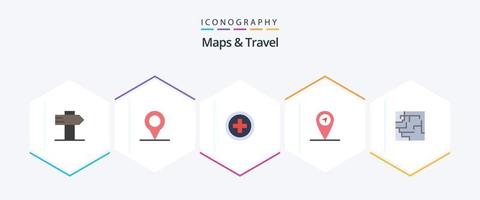 Maps and Travel 25 Flat icon pack including . gps. maze vector