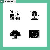 Group of 4 Modern Solid Glyphs Set for aroma access candle mosque file Editable Vector Design Elements