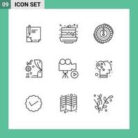 Modern Set of 9 Outlines and symbols such as love reduce fast food lower cost Editable Vector Design Elements