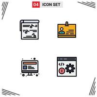 Universal Icon Symbols Group of 4 Modern Filledline Flat Colors of album computer photo card web Editable Vector Design Elements