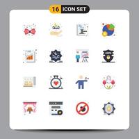 Universal Icon Symbols Group of 16 Modern Flat Colors of increase pie celebration chart law Editable Pack of Creative Vector Design Elements