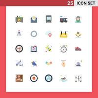 Flat Color Pack of 25 Universal Symbols of digital security security fire travel Editable Vector Design Elements