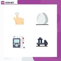 conjunto de 4 paquetes de iconos planos comerciales para música con los dedos, entrega de alimentos, elementos de diseño vectorial editables vector