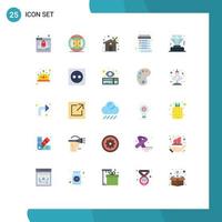 User Interface Pack of 25 Basic Flat Colors of diamond check list eco home wish list Editable Vector Design Elements