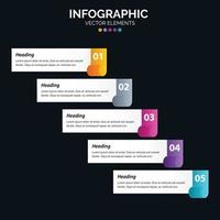 El vector de diseño de infografías de 5 pasos y el marketing se pueden utilizar para el diseño del flujo de trabajo