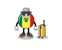 mascota de la bandera de senegal haciendo vacaciones vector