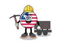 Mascot Illustration of liberia flag miner vector