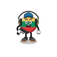 Character mascot of lithuania flag doing shooting range vector