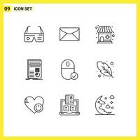 9 Thematic Vector Outlines and Editable Symbols of computers report message finance business Editable Vector Design Elements