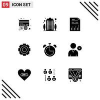 Set of 9 Commercial Solid Glyphs pack for setting general property basic file Editable Vector Design Elements