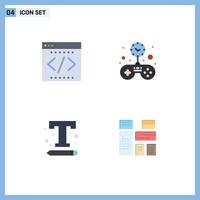 Editable Vector Line Pack of 4 Simple Flat Icons of business font office game text Editable Vector Design Elements