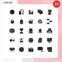 Set of 25 Modern UI Icons Symbols Signs for baked message spa feedback chatting Editable Vector Design Elements