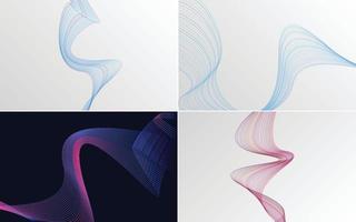 Set of 4 geometric wave pattern backgrounds for your projects vector