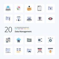 20 Data Management Flat Color icon Pack like server sharing backup share management vector