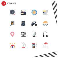 16 User Interface Flat Color Pack of modern Signs and Symbols of analytic research energy routine newspaper Editable Pack of Creative Vector Design Elements