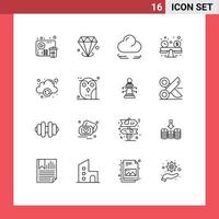 16 User Interface Outline Pack of modern Signs and Symbols of animal computing wind cloud budget planning Editable Vector Design Elements