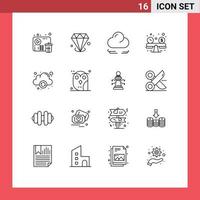 16 User Interface Outline Pack of modern Signs and Symbols of animal computing wind cloud budget planning Editable Vector Design Elements