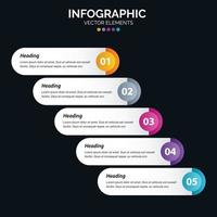 El vector de diseño de infografías de 5 pasos y el marketing se pueden utilizar para el diseño del flujo de trabajo