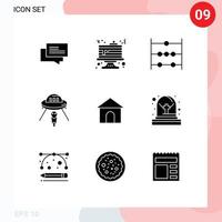 Modern Set of 9 Solid Glyphs Pictograph of hose mars abacus spaceship space Editable Vector Design Elements