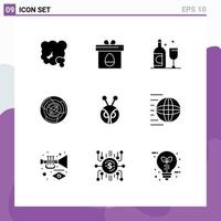 Universal Icon Symbols Group of 9 Modern Solid Glyphs of logic concept easter challenge complexity Editable Vector Design Elements
