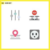 Modern Set of 4 Flat Icons Pictograph of controls location combat occupation map Editable Vector Design Elements