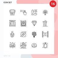 Modern Set of 16 Outlines and symbols such as price done support ok touch Editable Vector Design Elements