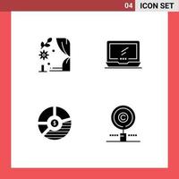 Group of 4 Solid Glyphs Signs and Symbols for arch chart heart device bar Editable Vector Design Elements