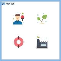 paquete de 4 iconos planos creativos de avatar árbol deporte naturaleza elementos de diseño vectorial editables esenciales vector