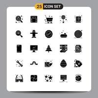 Mobile Interface Solid Glyph Set of 25 Pictograms of book ornament buy new year chinese Editable Vector Design Elements