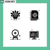 Solid Glyph Pack of 4 Universal Symbols of corn architecture turkey palette ferris wheel Editable Vector Design Elements