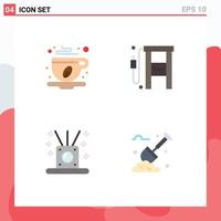 Group of 4 Flat Icons Signs and Symbols for coffee cup incense leaf gas station spa Editable Vector Design Elements