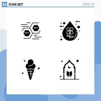 User Interface Pack of 4 Basic Solid Glyphs of connect liquid hexagon drop cone Editable Vector Design Elements