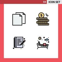 paquete de iconos vectoriales de stock de 4 signos y símbolos de línea para copiar archivos de escritura doller tumbona elementos de diseño vectorial editables vector