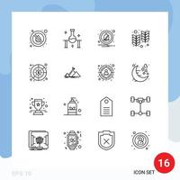 paquete de iconos de vector de stock de 16 signos y símbolos de línea para diagrama india experimento de ciencia holi fuera de elementos de diseño de vector editables