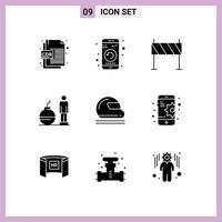 Set of 9 Modern UI Icons Symbols Signs for problem debt restart business obstacle Editable Vector Design Elements