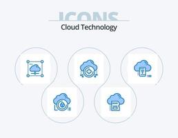 paquete de iconos azul de tecnología de nube 5 diseño de iconos. nuevo. nube. nube. red. datos vector