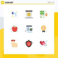 Pack of 9 Modern Flat Colors Signs and Symbols for Web Print Media such as mark checklist anemone check fruit Editable Vector Design Elements