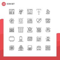 Set of 25 Modern UI Icons Symbols Signs for tea strike browser format web development Editable Vector Design Elements