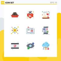 Set of 9 Modern UI Icons Symbols Signs for education video noodle book share Editable Vector Design Elements