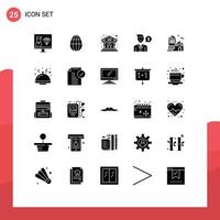 Editable Vector Line Pack of 25 Simple Solid Glyphs of house dollar play job man Editable Vector Design Elements