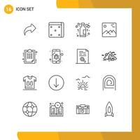 Outline Pack of 16 Universal Symbols of business canada lifestyle picture gallery Editable Vector Design Elements