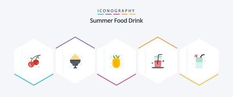 bebida de comida de verano 25 paquete de iconos planos que incluye. . amanas comosus. jugo. beber vector