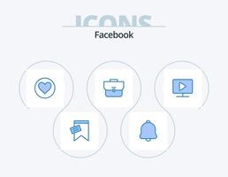 diseño de iconos del paquete de iconos azules de facebook 5. computadora. bolsa del trabajo. amar. maleta. bolsa vector