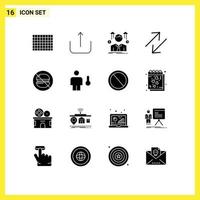 Modern Set of 16 Solid Glyphs and symbols such as no food avatar fast change Editable Vector Design Elements