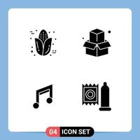 Group of 4 Modern Solid Glyphs Set for autumn design thanksgiving office music Editable Vector Design Elements