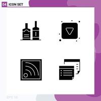 Set of 4 Vector Solid Glyphs on Grid for alcohol signal bottles down note Editable Vector Design Elements