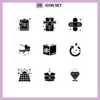 Universal Icon Symbols Group of 9 Modern Solid Glyphs of spa school learn medical bowl airport Editable Vector Design Elements